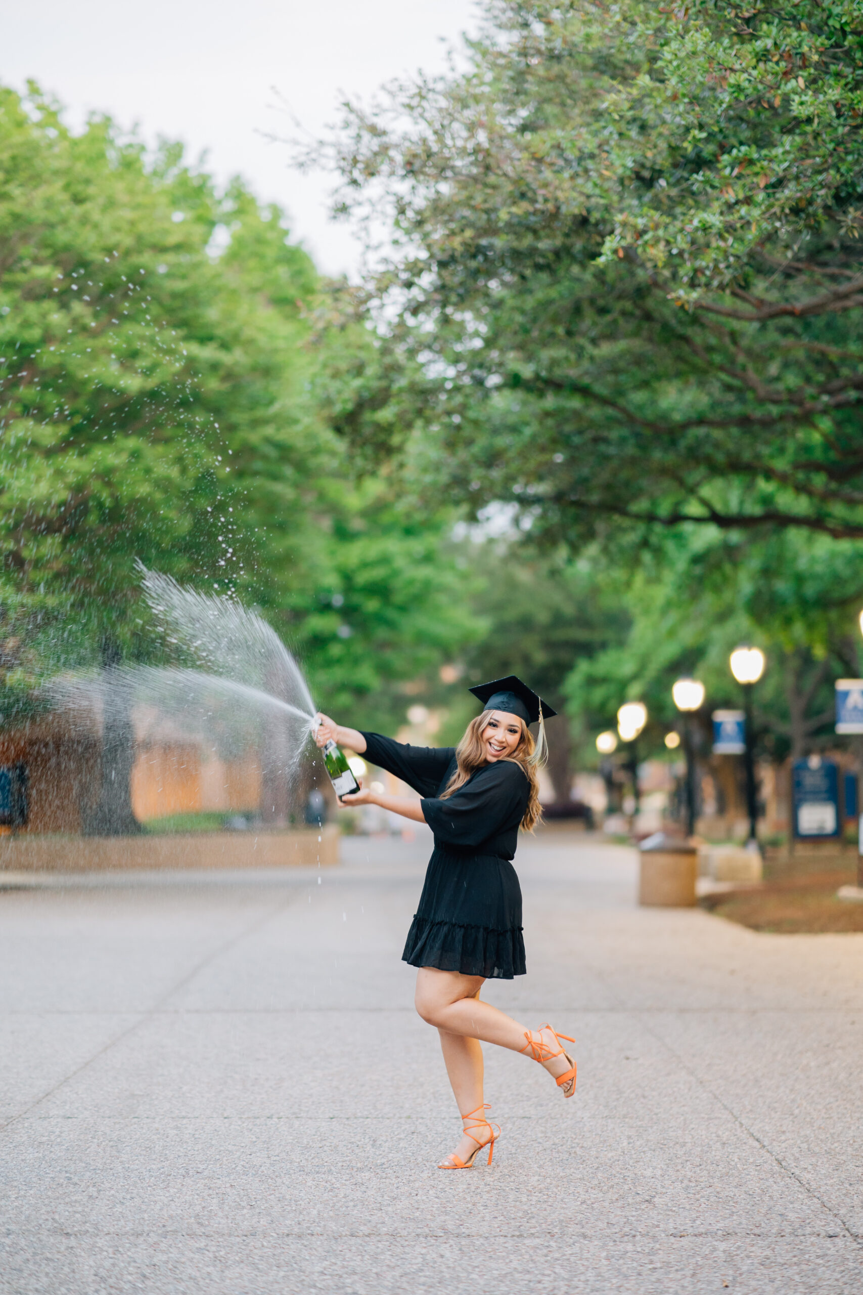Graduation Pictures at UTA with Champagne Pop