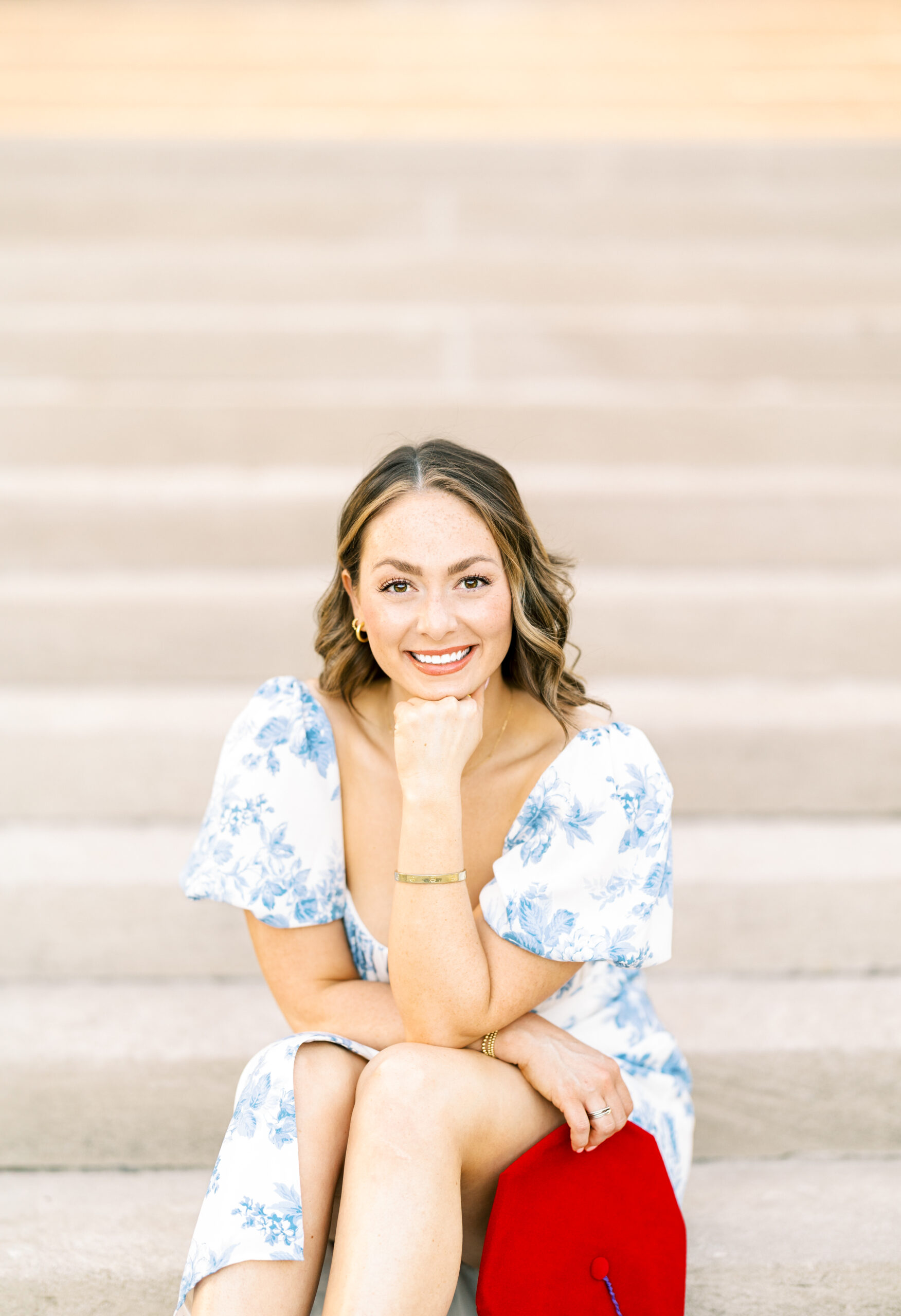 SMU graduation portraits of Sydney, Dedman School of Law Class of 2024, photographed on campus in Dallas