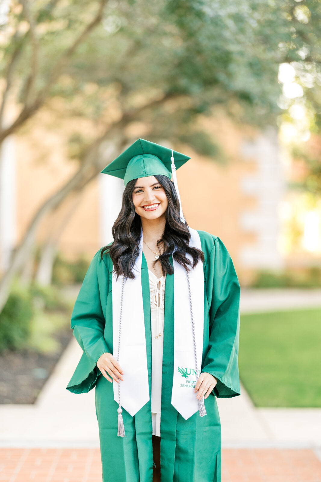 UNT Senior pictures with Cap & Gown