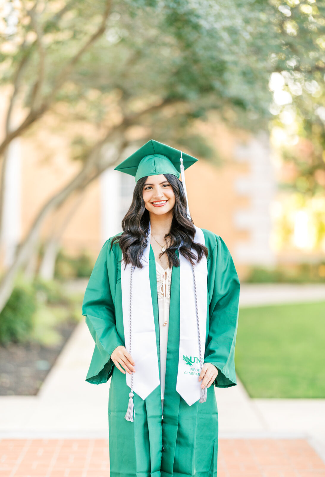 UNT Senior pictures with Cap & Gown