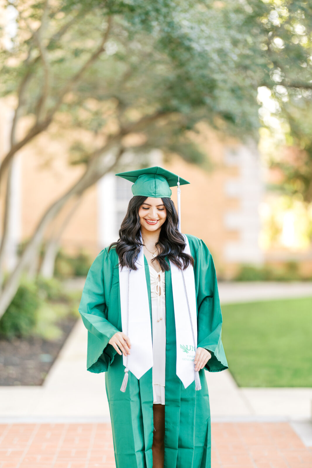UNT Senior pictures with Cap & Gown