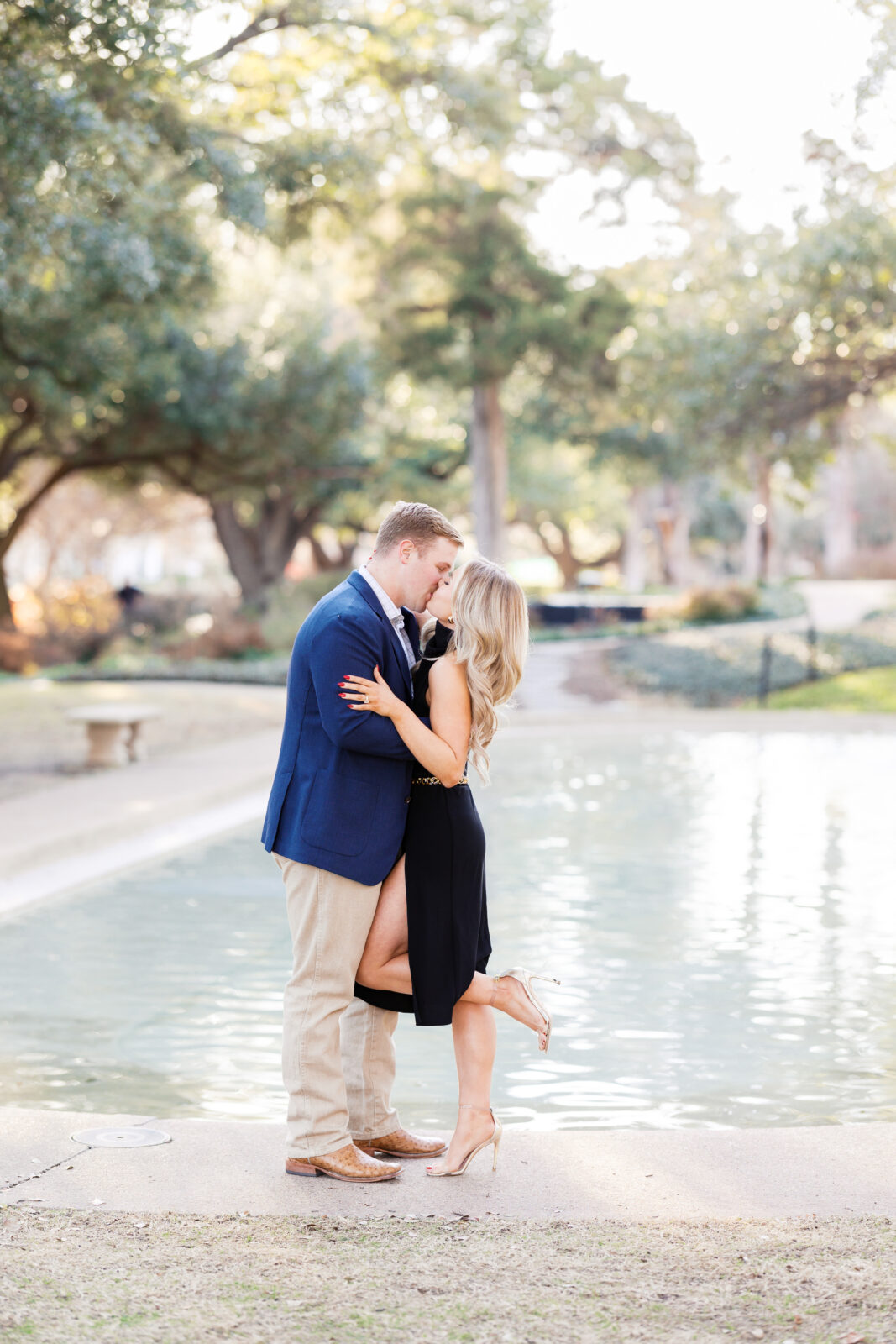 Dallas engagement photos at Flippen Park after proposal.